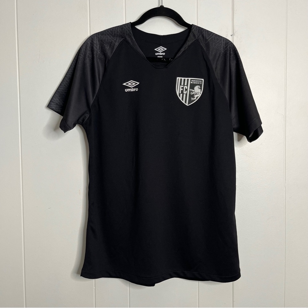 Umbro Manchester MCMXXIV Football Jersey Black and Gray Men's Medium